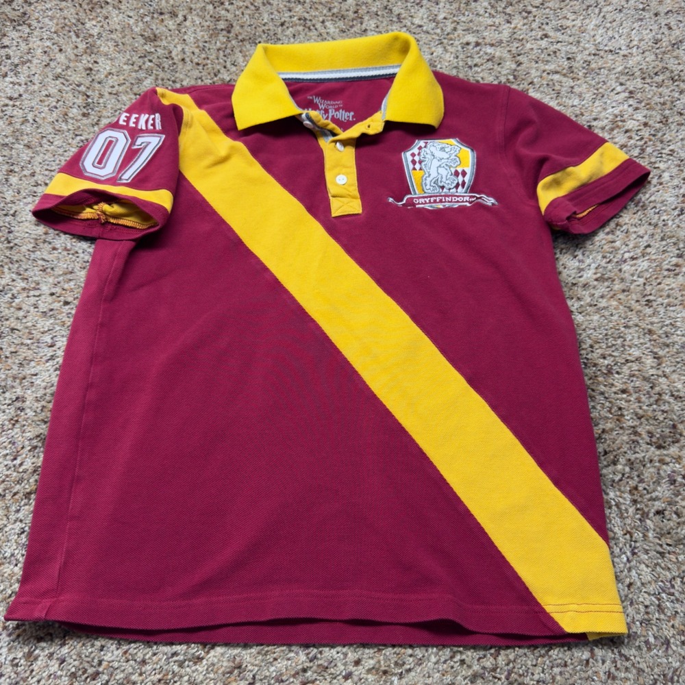 Universal Studios Harry Potter Gryffindor‎ Quidditch Polo Shirt Maroon Seeker S